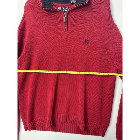 Chaps Ralph Lauren Sweater 1/4 Zip Oversized Red Knit Cotton Men's Size 2XL - Picture 11 of 12
